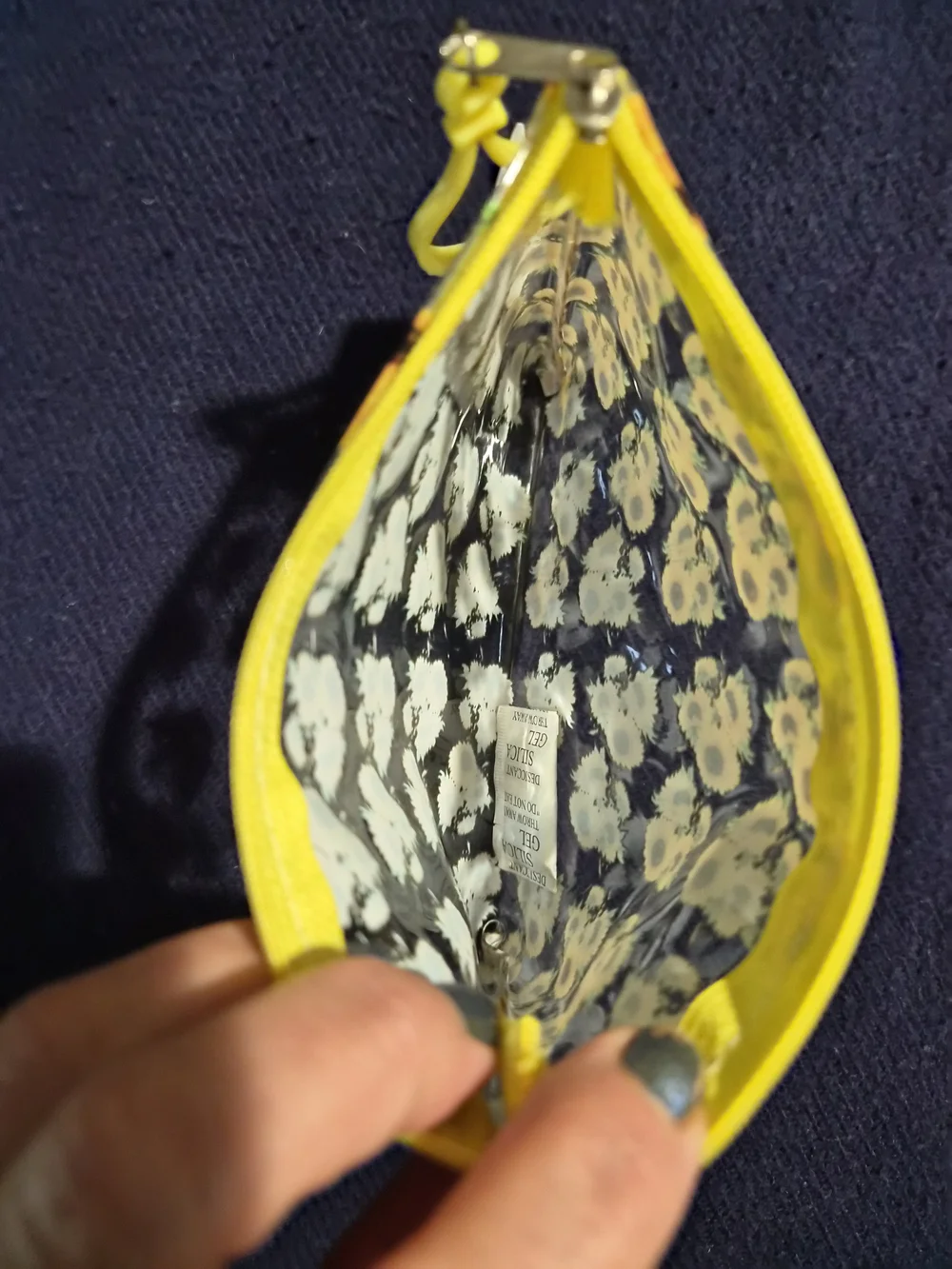 Small Sunflower Clear Vinyl Zipper Pouch - Yellow Trim